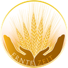 Erntezeit Logo: zwei Hände, die Getreideähren halten